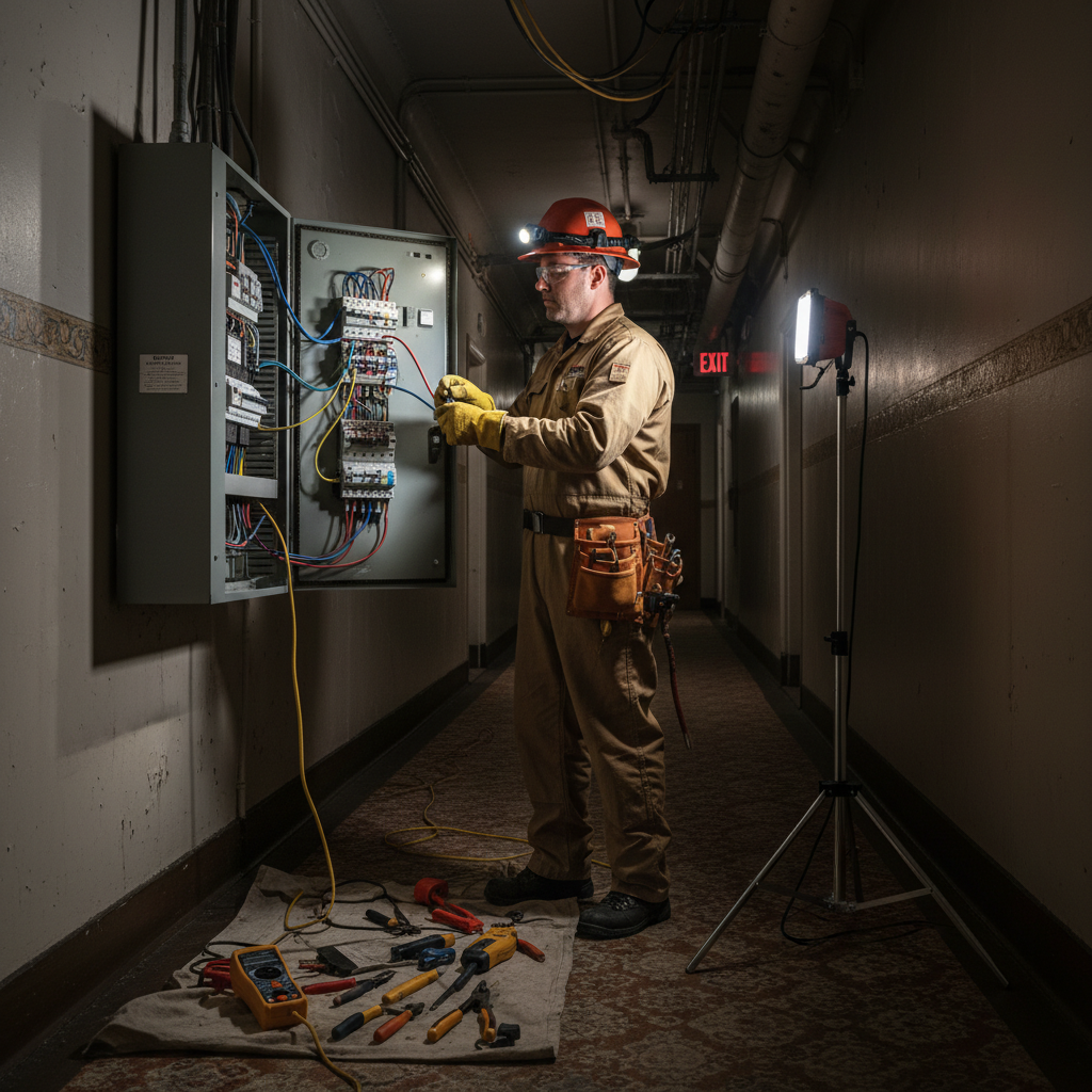 licensed electrician working on electrical panel in NYC
