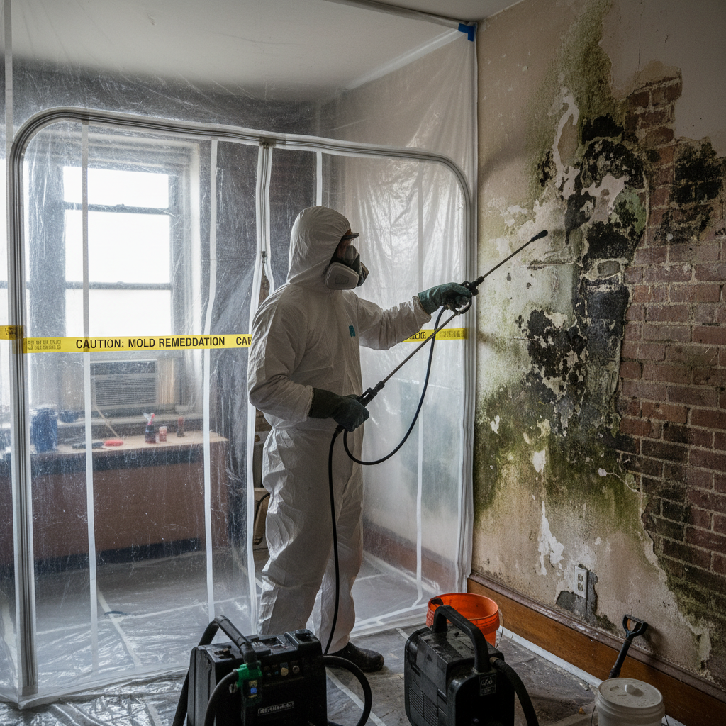 mold remediation specialist treating mold in NYC apartment